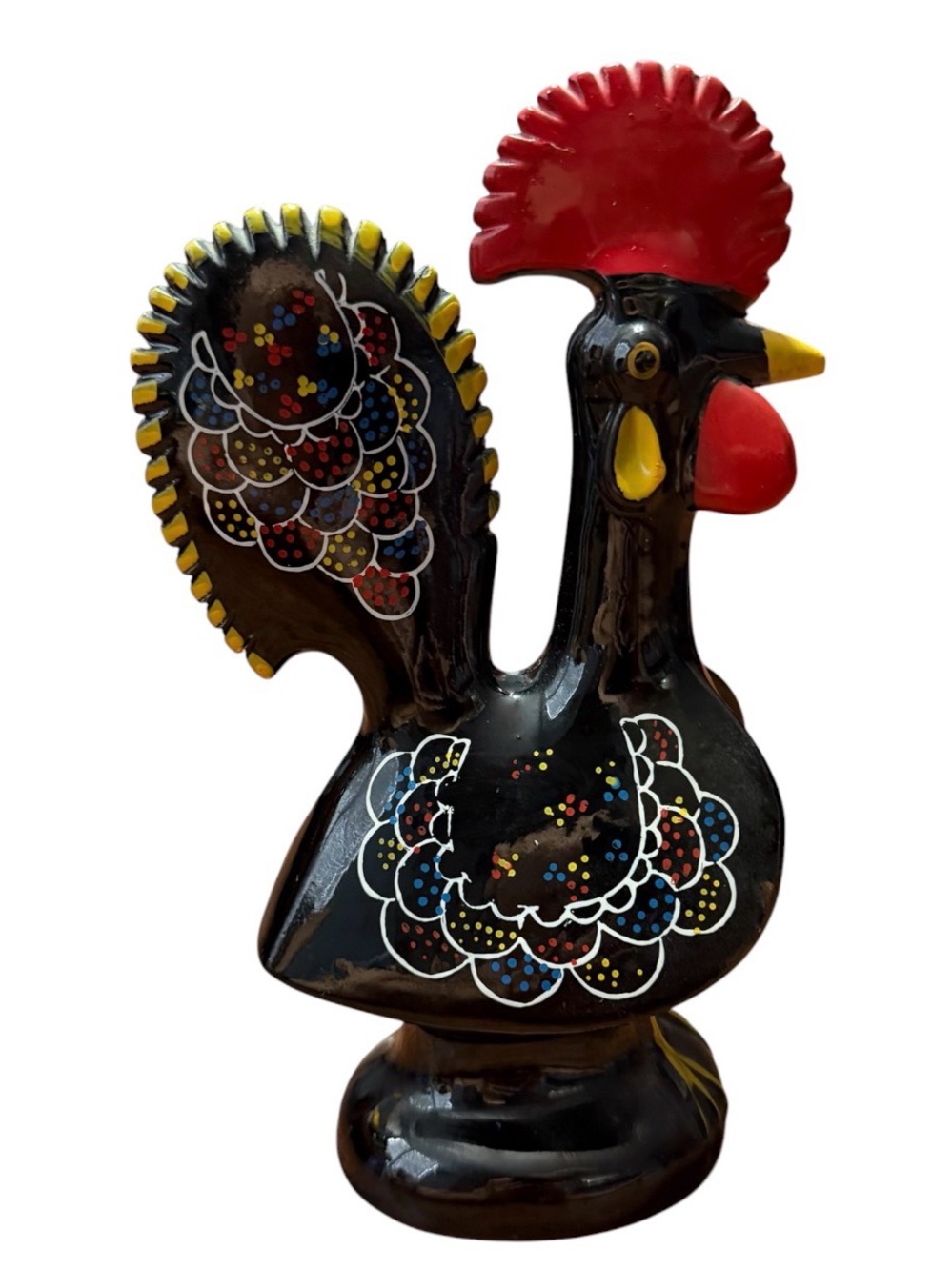 Vintage Mid-Century Hand-Painted Ceramic Rooster Figurine,Made in Japan (10.5”)